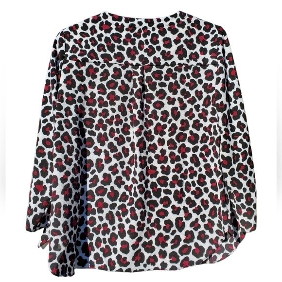 NWT Michael Kors Burgundy Leopard Print Women's Blouse - Picture 4 of 16